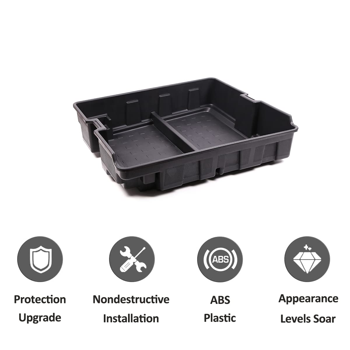 YIWANG ABS Black Car Central Storage Box & Phone Holder for Land Rover Defender 90/110 (2020-2022) | Rear Trunk Organizer Tray | Perfect for Road Trips & Off-Road Adventures