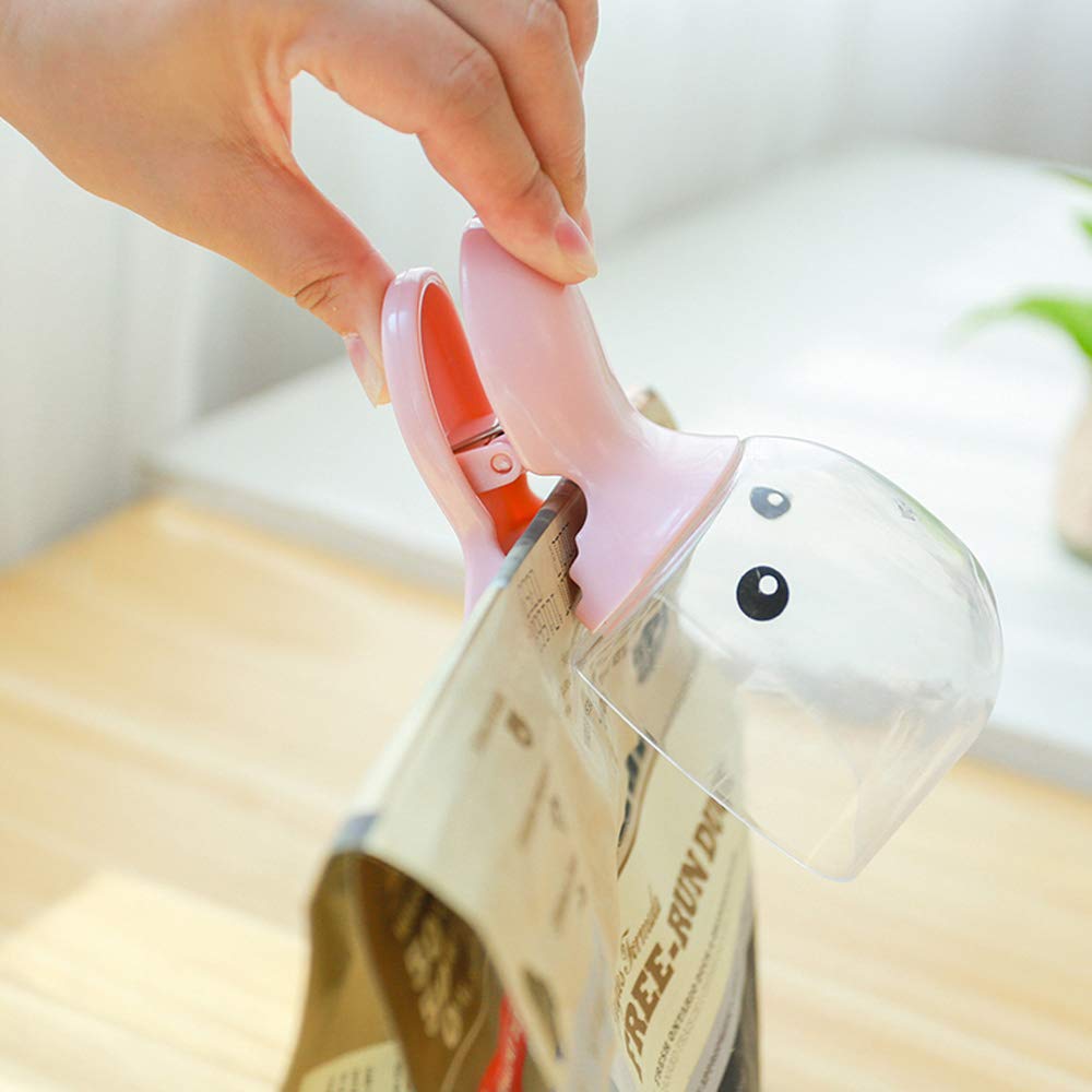 Duck-Shaped Plastic Pet Food Scoop - Measuring Spoon & Clip for Dog & Cat Food - Cute Pink Feeding Accessory for Easy Portion Control | Perfect for Travel, Home Use & Pet Bowls