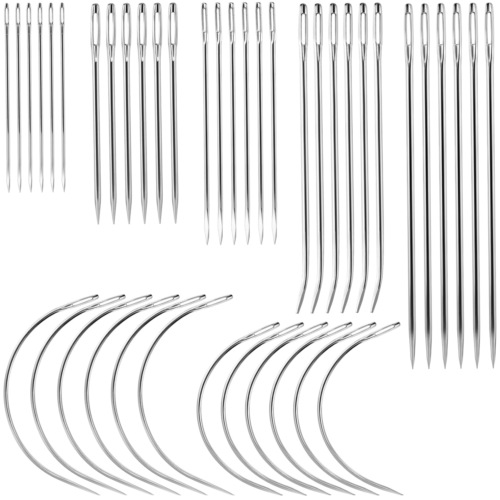 **Pndeyo 42-Piece Heavy Duty Leather Sewing Needles Kit – Curved Hand Needles for Upholstery, Leather Craft, Carpet & Canvas Repair – Perfect for DIY, Furniture Repair & Crafting Projects**