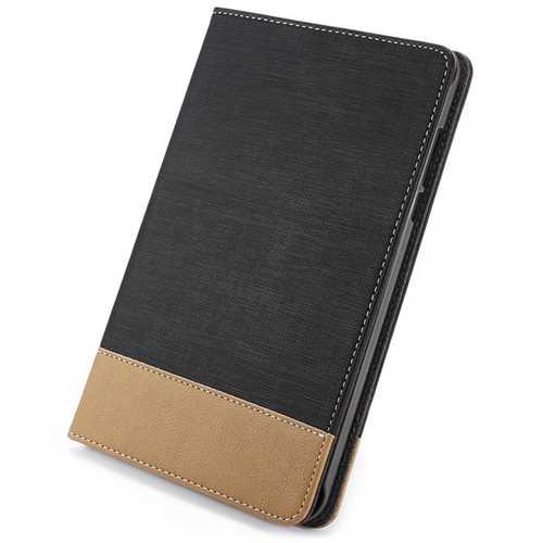Durable Canvas Grain PU Protective Case for Xiaomi Mi Pad 3 - Black & Brown | Shockproof Cover for Work, Travel & School Use