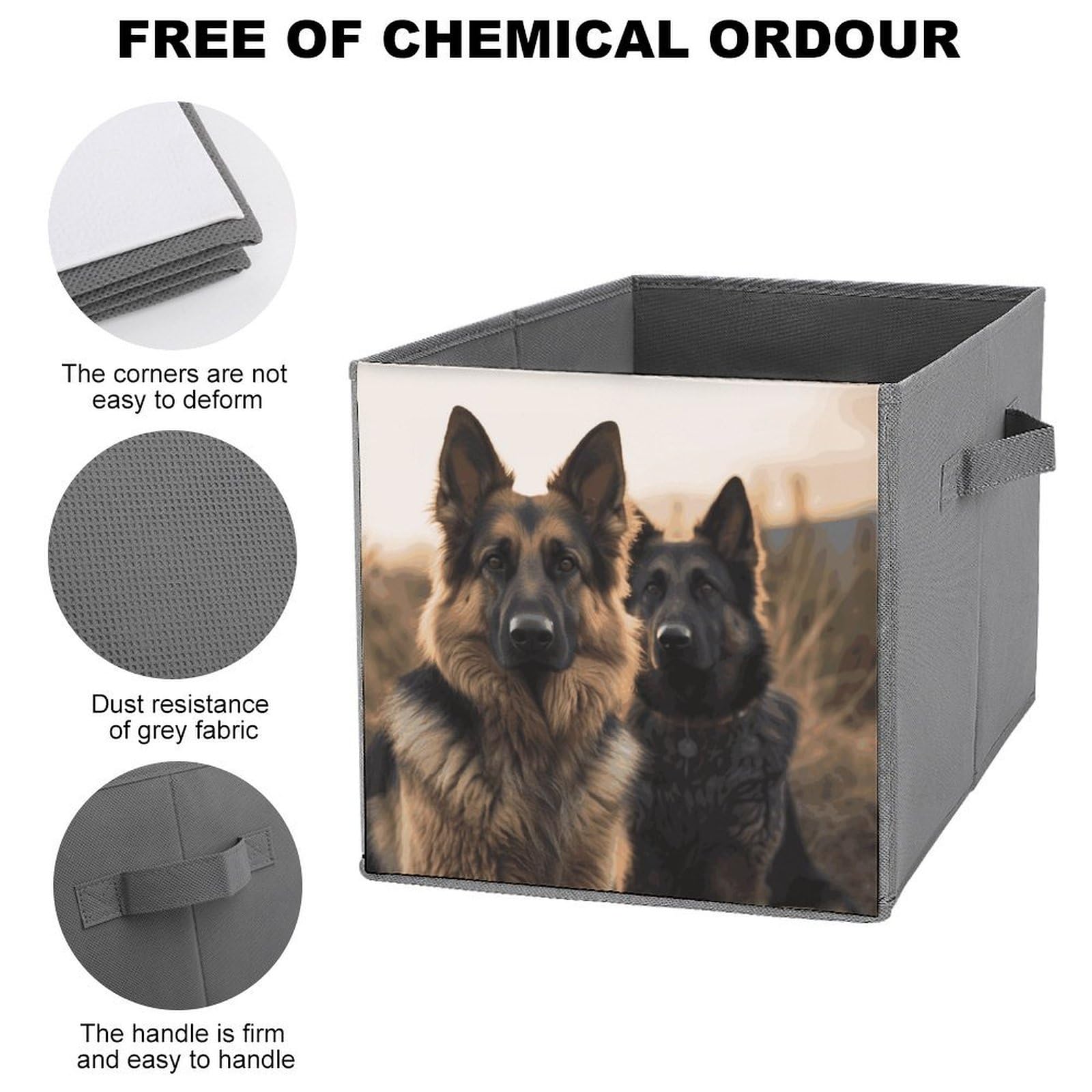 German Shepherd Printed Storage Baskets 2-Pack - Foldable Fabric Storage Bins for Home Organization | Perfect for Closet, Nursery & Pet Supplies Storage