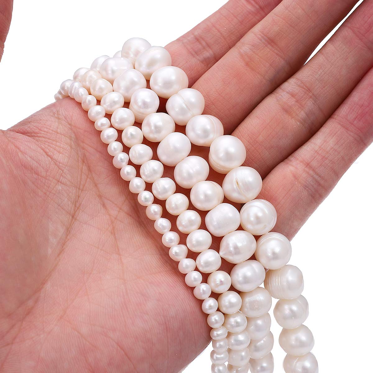 8-9mm Natural White Freshwater Cultured Pearl Beads - Loose Potato Shape Gemstones for DIY Jewelry Making (13.8''/Strand) - Perfect for Necklaces, Bracelets & Earrings