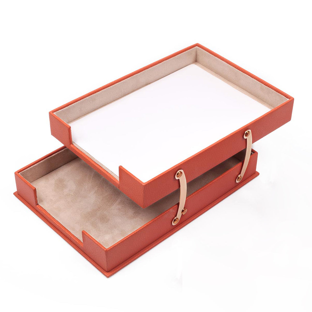 MOOG Leather Double Document Tray - Premium Office Organizer for Files, Papers & Folders - Perfect for Desk, Home & Office Organization