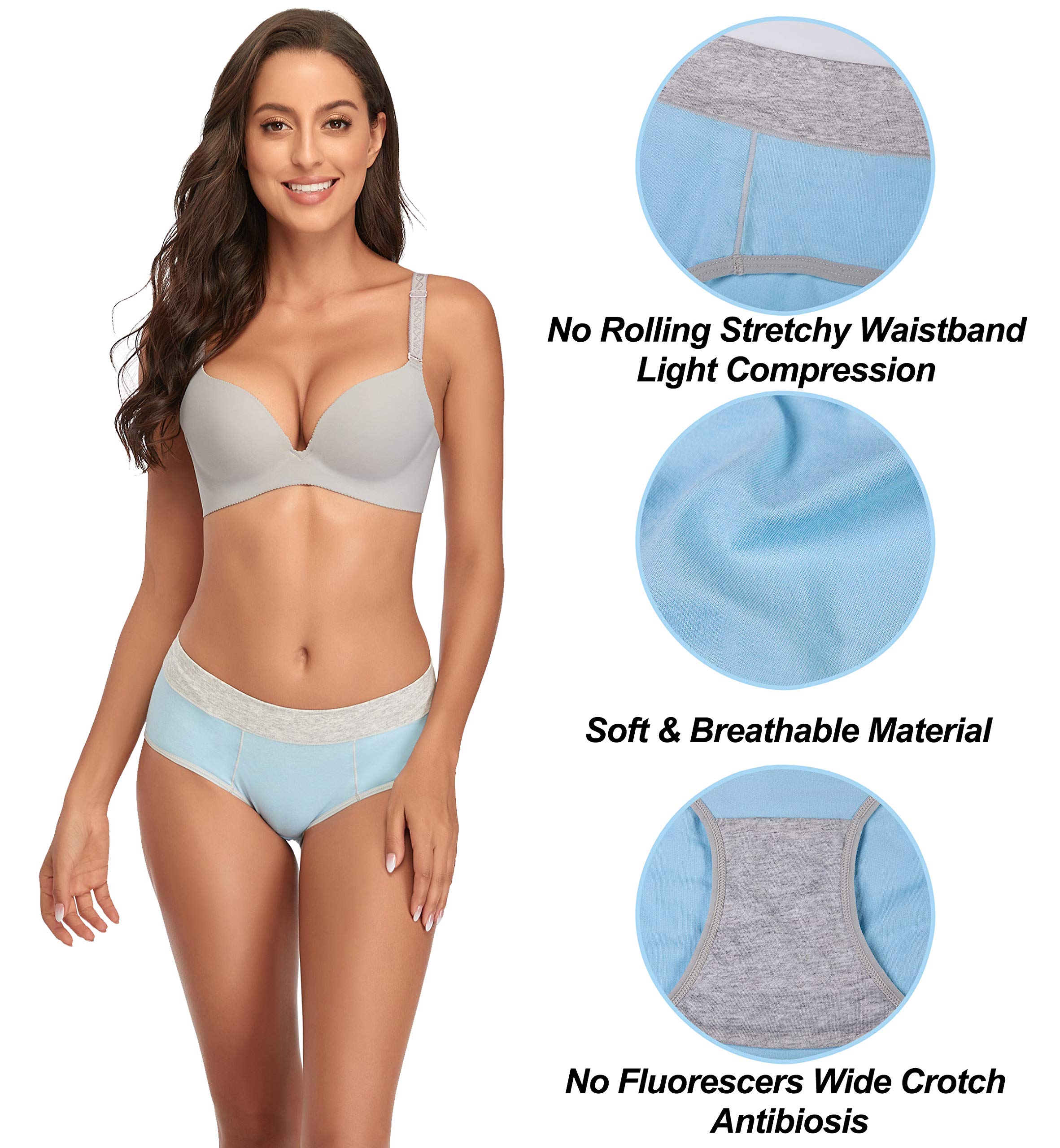 TUTUESTHER Women's Cotton Underwear Pack - Mid Rise Full Coverage Briefs for Ladies & Girls | Soft & Breathable Everyday Panties | Perfect for Work, Gym & Sleep