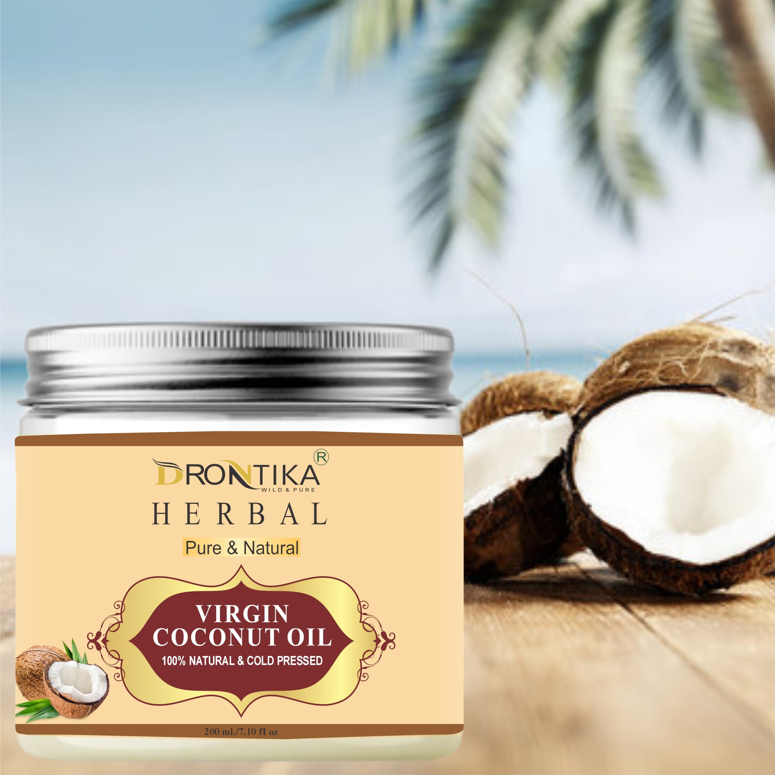 Drontika Wild & Pure Herbal Turmeric Moisturizing Ubtan Sunscreen Body Lotion SPF 30 with Turmeric & Saffron for Glowing Skin | Virgin Grade 1 Coconut Oil for Body & Hair Massage (200ml x 2) | Natural Skincare & Hair Care for Daily Hydration & Sun Protection