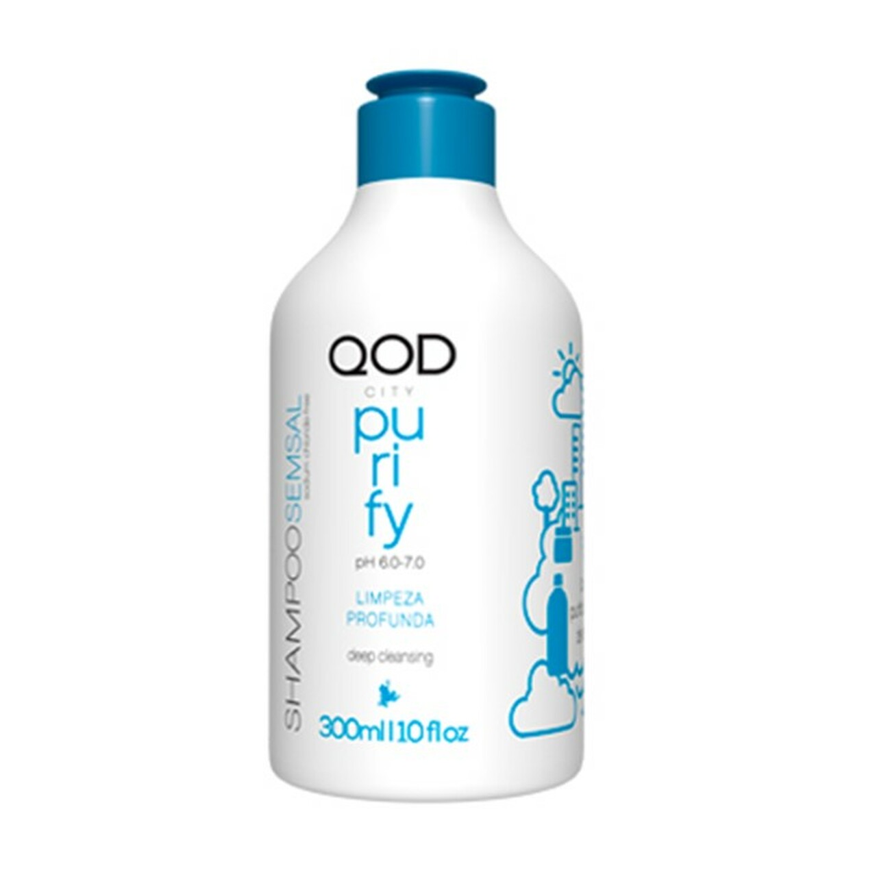 QOD City Purifying Shampoo - Deep Cleansing Anti-Residue Hair Treatment (300ml) for Daily Use & Scalp Detox - Perfect for Urban Living & Pollution Protection