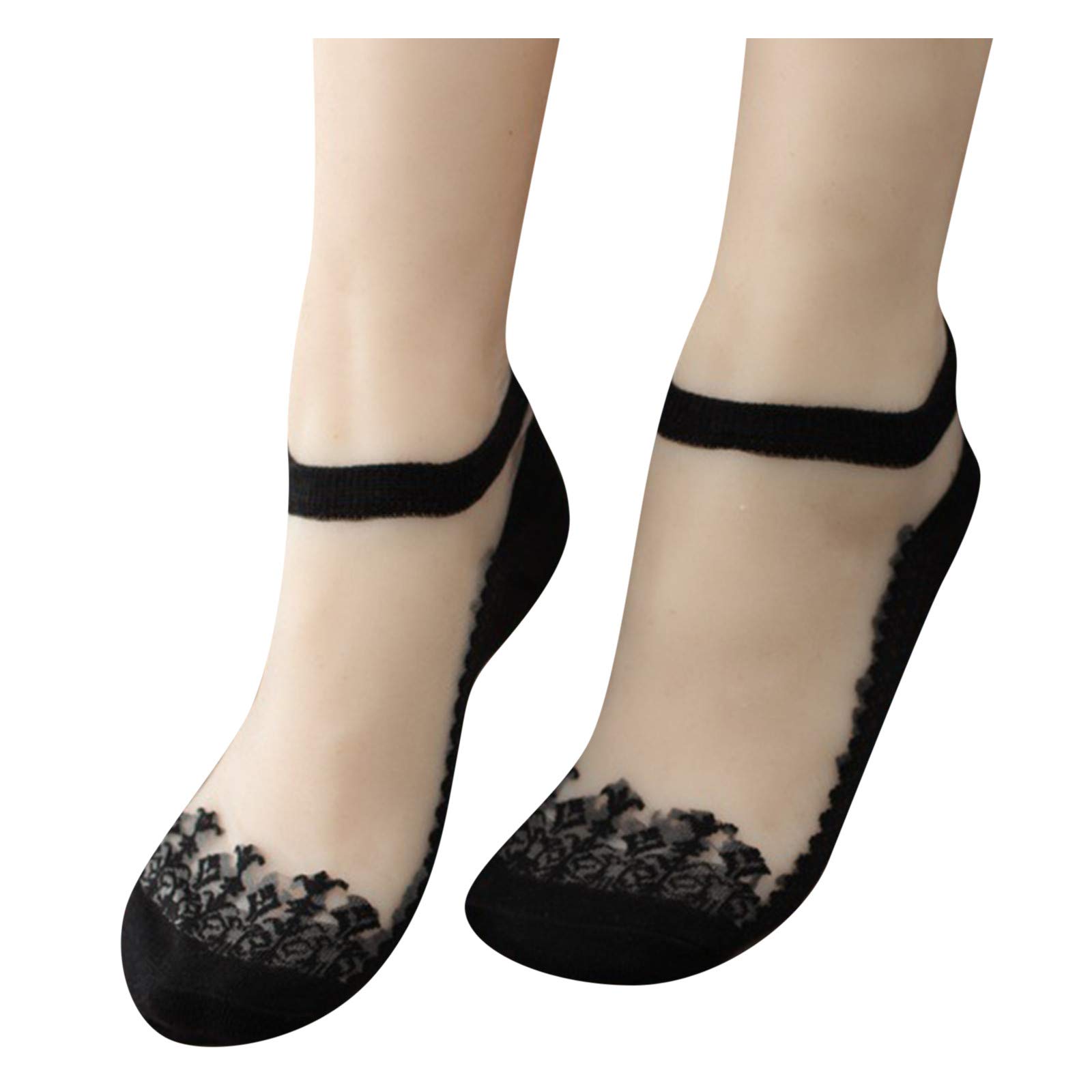 Breathable Fashion Women's Sexy Short Lace Casual Compression Socks - Comfortable Nurse Socks for Work, Running & Daily Wear