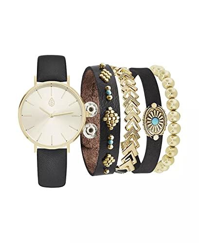 Jessica Carlyle Women's Fashion Analog Watch & Bracelet Set - Elegant Gold-Tone Stainless Steel Watch with Matching Bracelets for Everyday Wear, Office & Special Occasions