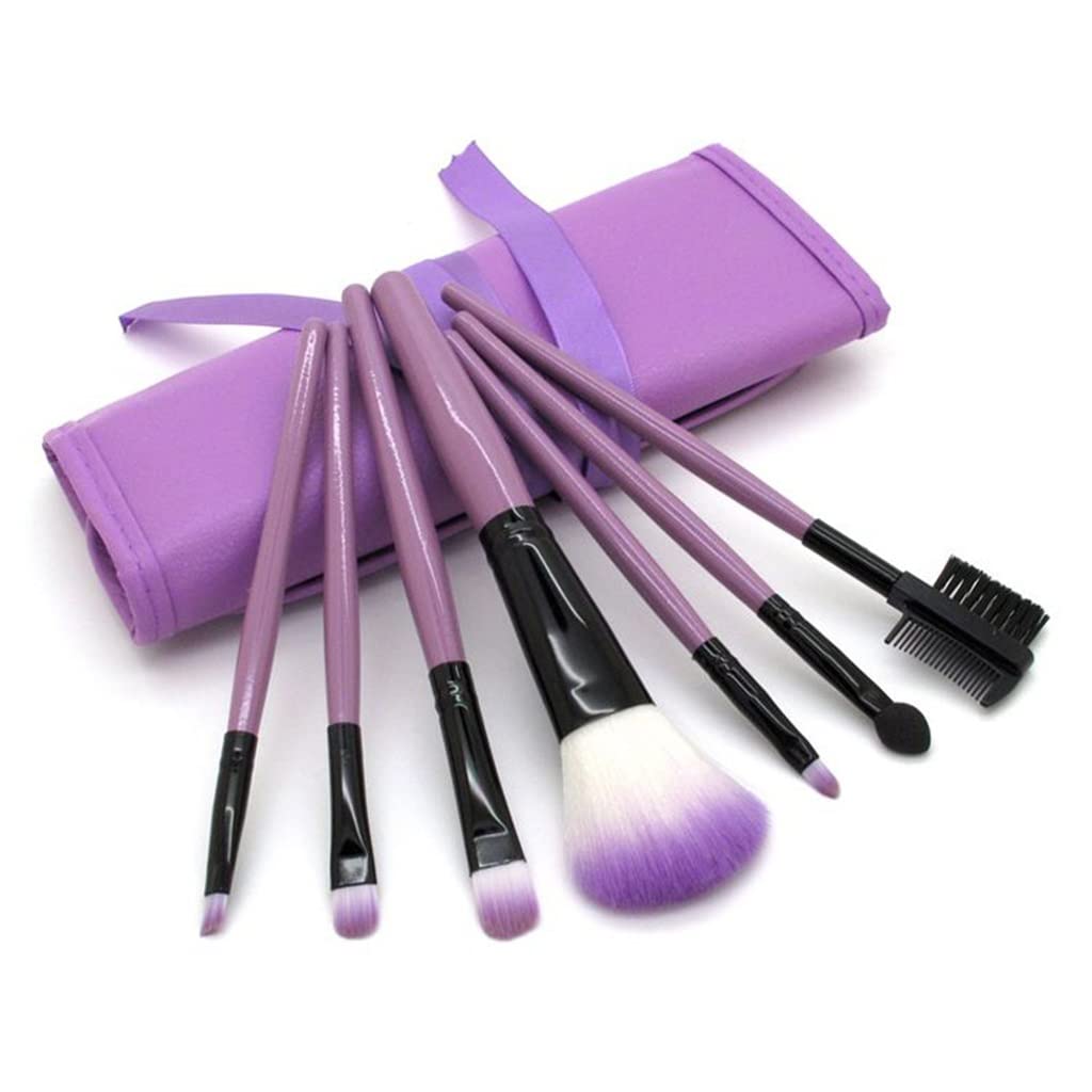 7-Piece Professional Makeup Brush Set with Travel Case - Blush, Eyeshadow, Lip, Powder & Foundation Brushes for Flawless Beauty Application | Perfect for Travel, Home & Professional Use (Purple, 7pcs)