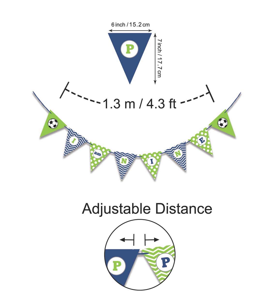 Personalized Soccer Birthday Banner for Boys - I Am Nine Pennant Sign - Perfect for Birthday Party Decorations & Sports Themed Celebrations