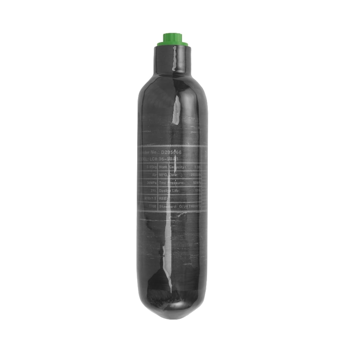 4500psi High Pressure Composite Carbon Fiber PCP Paintball Air Tank - 0.35L CE Certified Empty Bottle for Airsoft, Scuba Diving & Paintball Sports