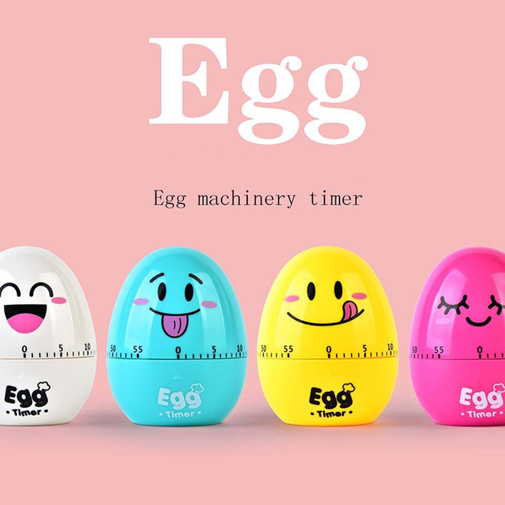 60 Minute Cute Cartoon Egg Kitchen Timer - Loud Alarm Mechanical Cooking Timer Clock - Mini Manual Countdown Timer for Baking, Cooking, Studying & Classroom (Rose)