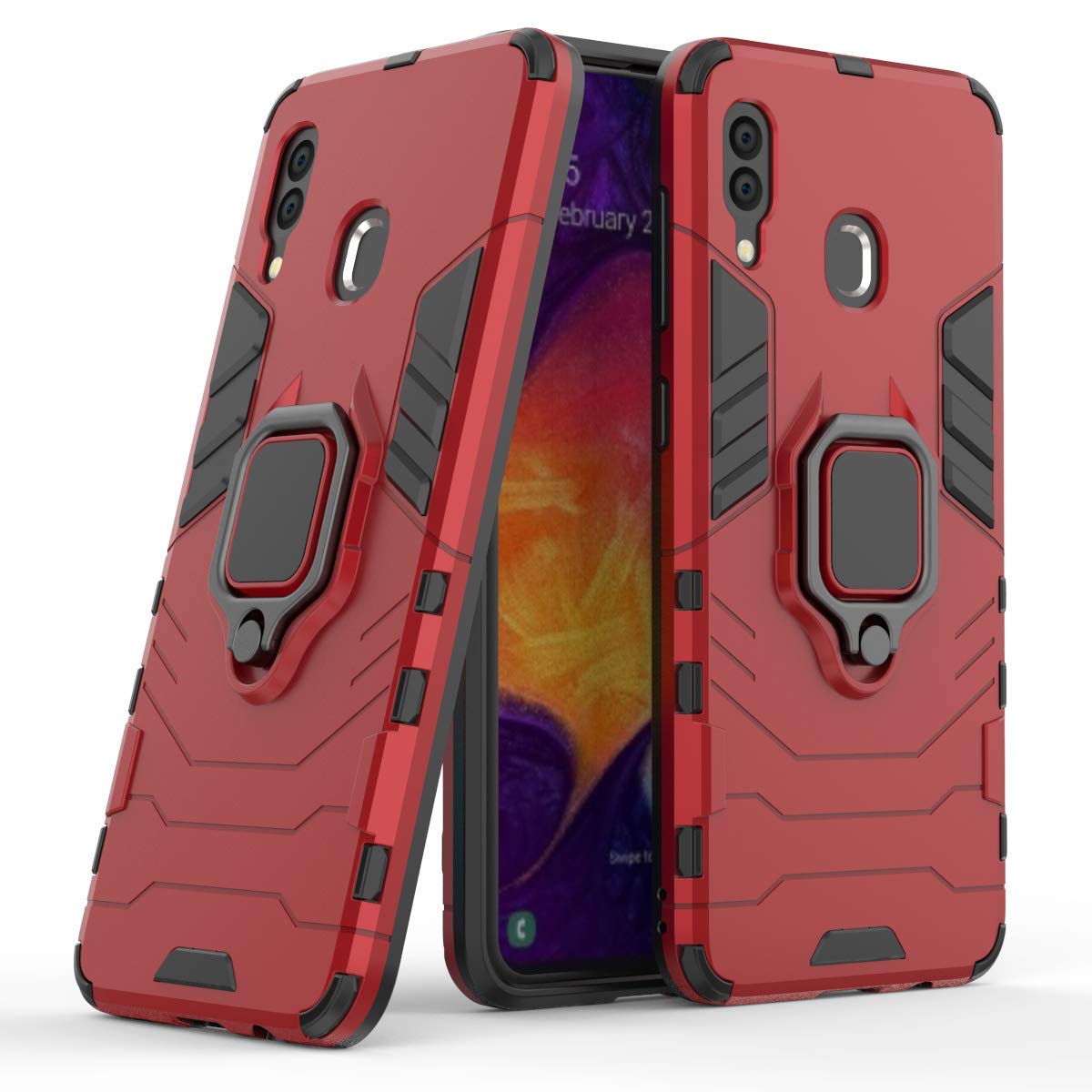 Samsung Galaxy A20s Case (2019 Model SM-A207F/DS, SM-A207M/DS, SM-A2070) - 360° Rotating Ring Holder with Magnetic Car Mount & Kickstand - Red | Perfect for Daily Use, Driving & Hands-Free Viewing