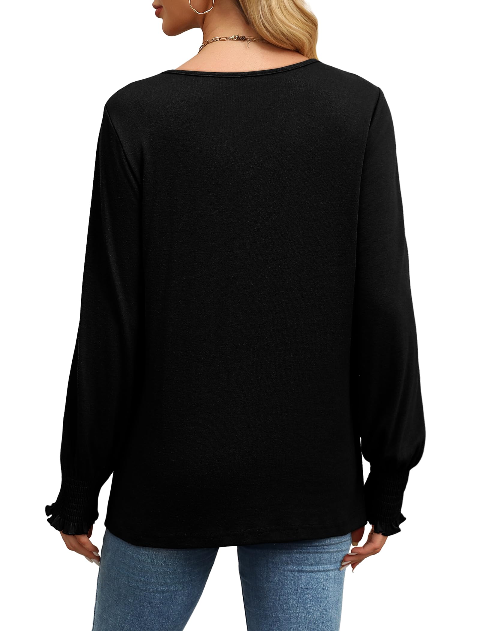 Women's Long Sleeve Ruffle Tunic Tops - Casual Loose Blouse Shirts for Women | 2024 Fashion Trendy Tops for Work, Date Night & Everyday Wear