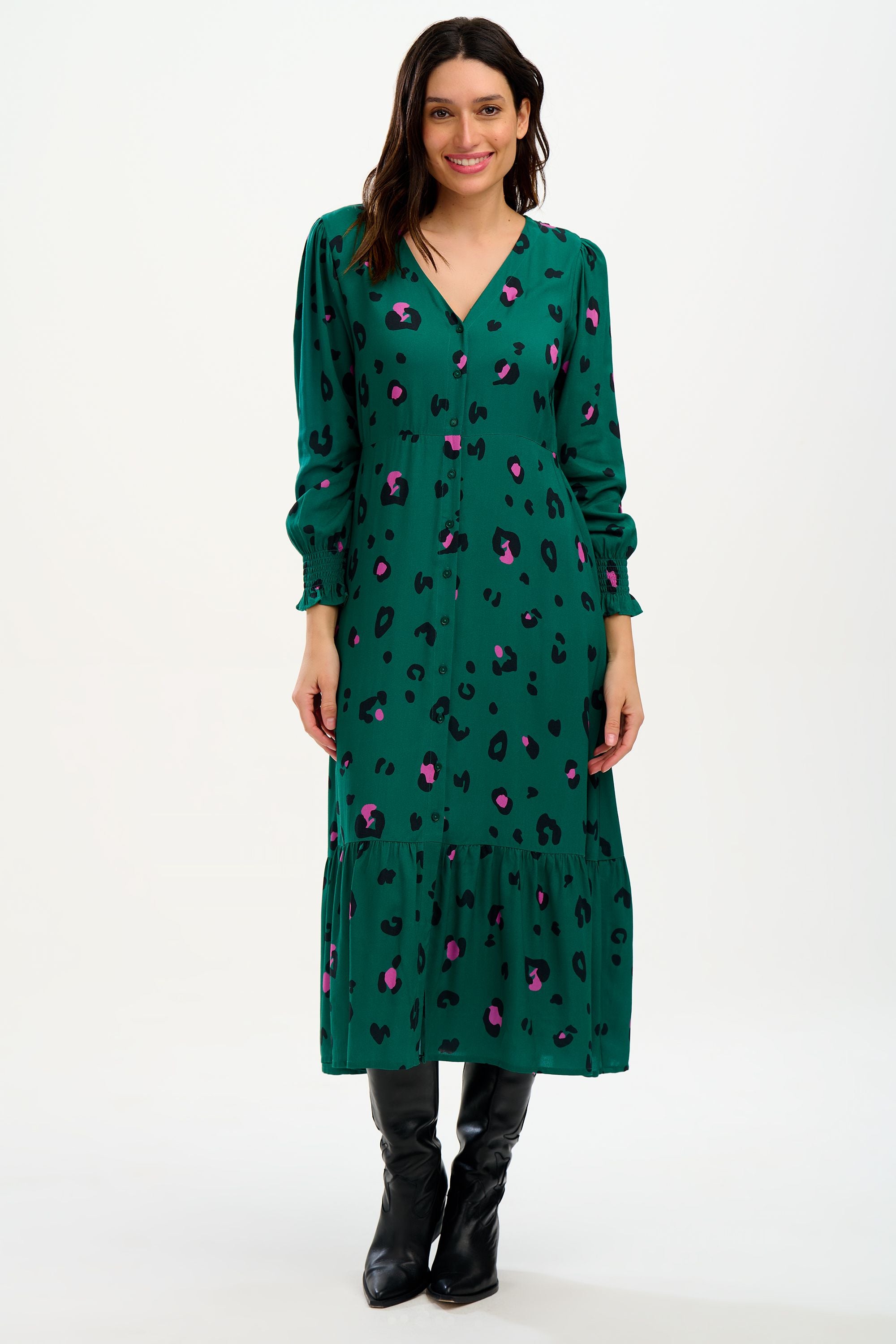 GWEN MIDI TIERED DRESS - Flowy Green Summer Dress for Women | Casual & Party Wear | Perfect for Beach, Vacation and Date Nights