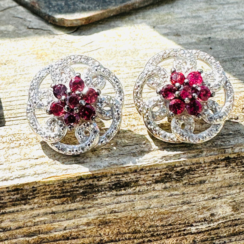 Sterling Silver Pink Topaz & Diamond Stud Earrings for Women – Dainty Pierced Post Earrings for Everyday Wear, Gift & Special Occasions