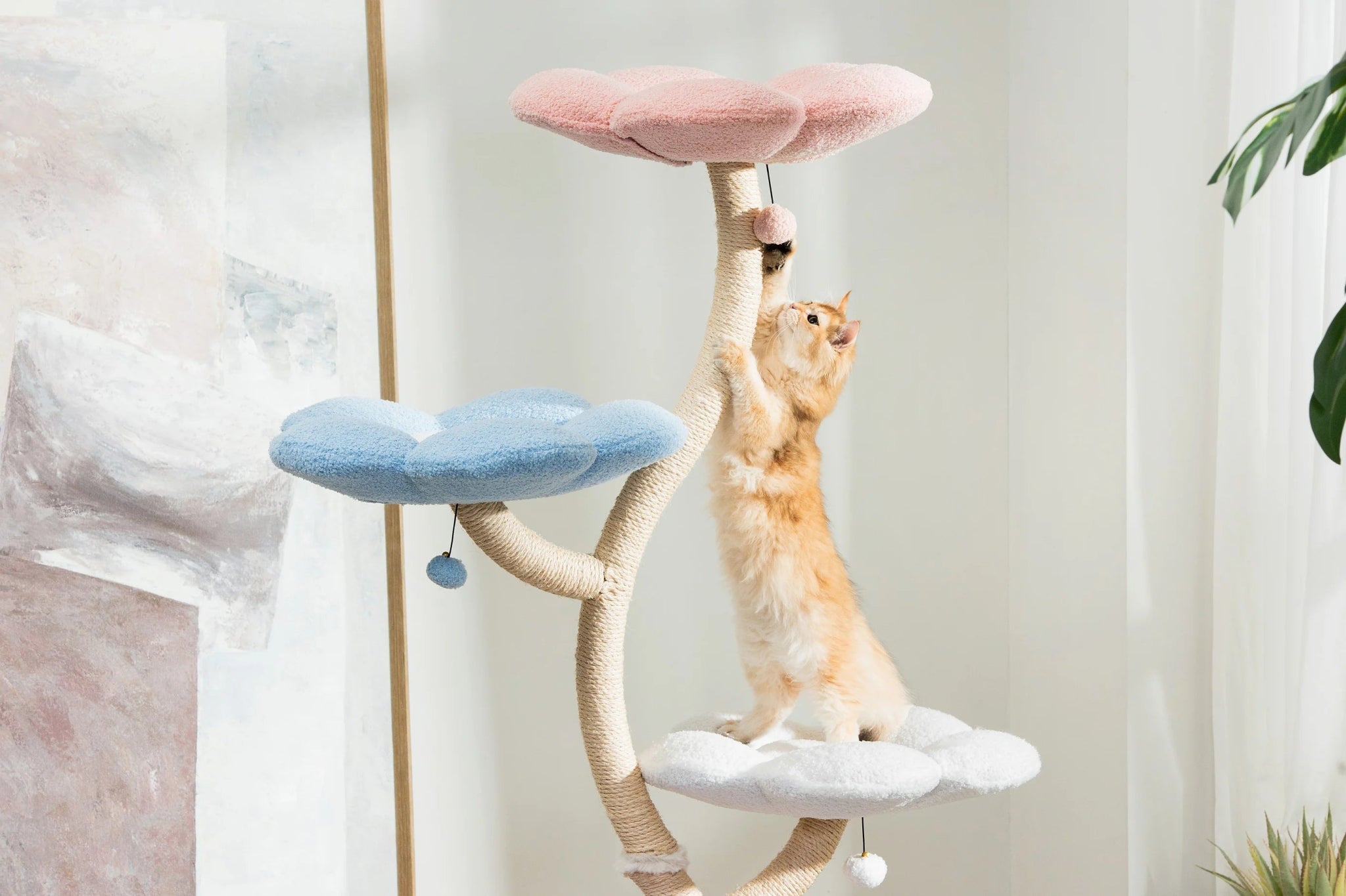 Premium 4-Tier Fairy Cat Tower with Designer Flower Perches - Stylish & Durable Cat Tree for Indoor Play, Climbing, and Lounging - Perfect for Small Spaces and Multi-Cat Homes