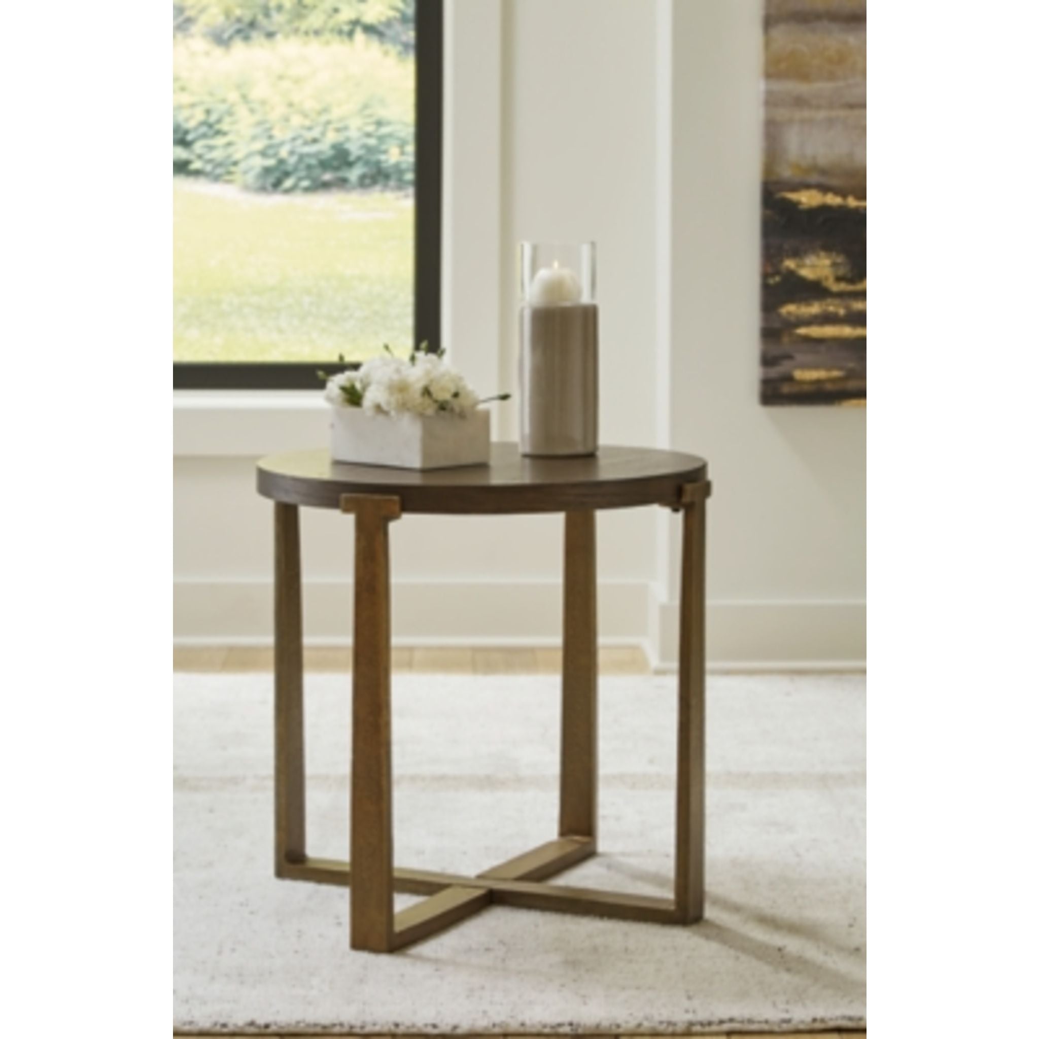 Balintmore End Table - Brown & Gold Finish Accent Table for Living Room, Bedroom, or Office - Small Side Table with Stylish Design for Home Decor