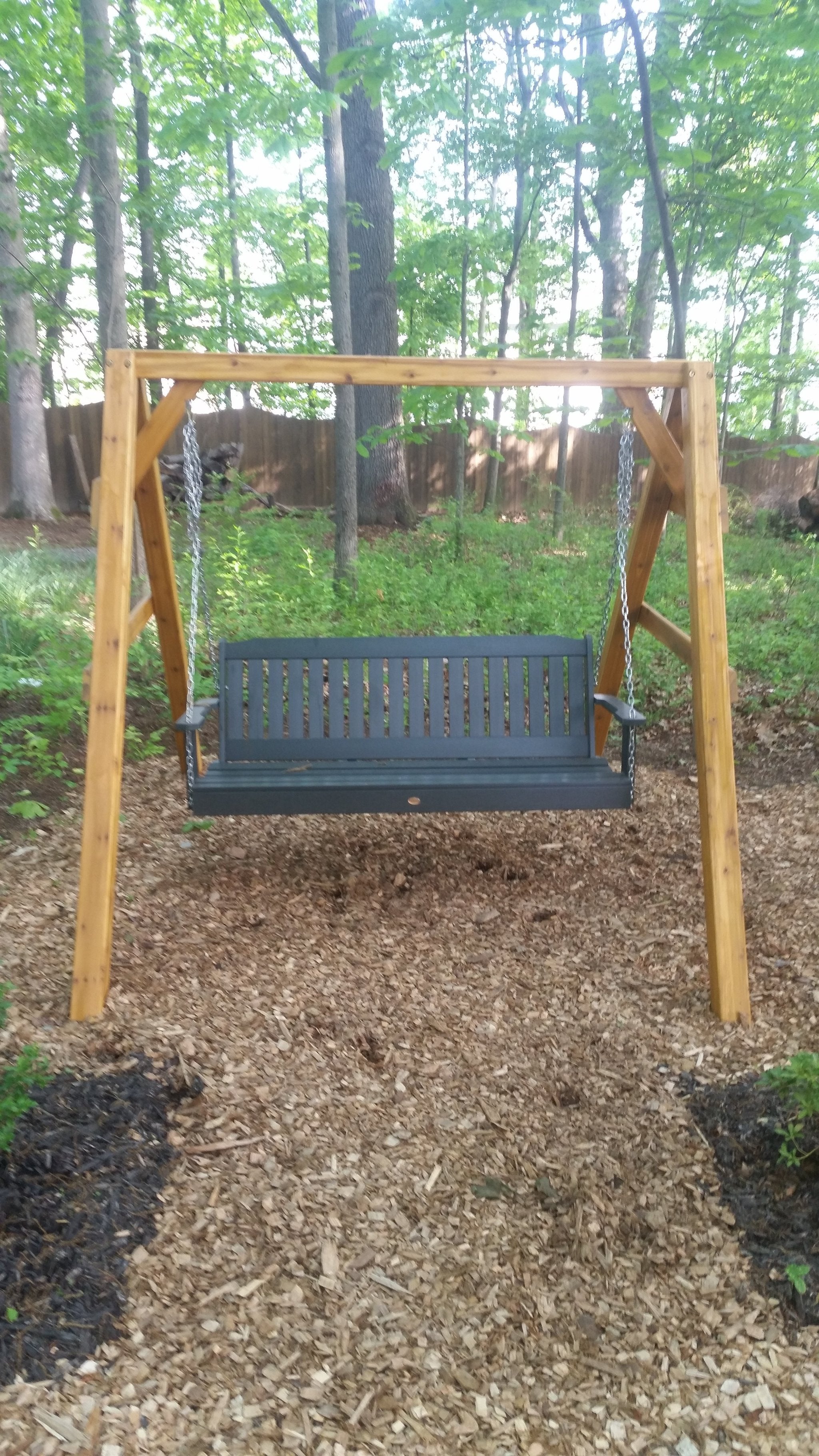**A&L Furniture Cedar 4x4 A-Frame Swing Stand for Swing or Swingbed - Heavy Duty Outdoor Wooden Swing Set with Hangers Included - Perfect for Backyard, Garden, and Patio Relaxation**