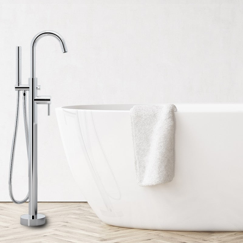 Premium Floor Mount Bathtub Faucet - Durable Brass Construction with Adjustable Water Flow - Perfect for Modern Bathroom Renovations and Spa-Like Relaxation