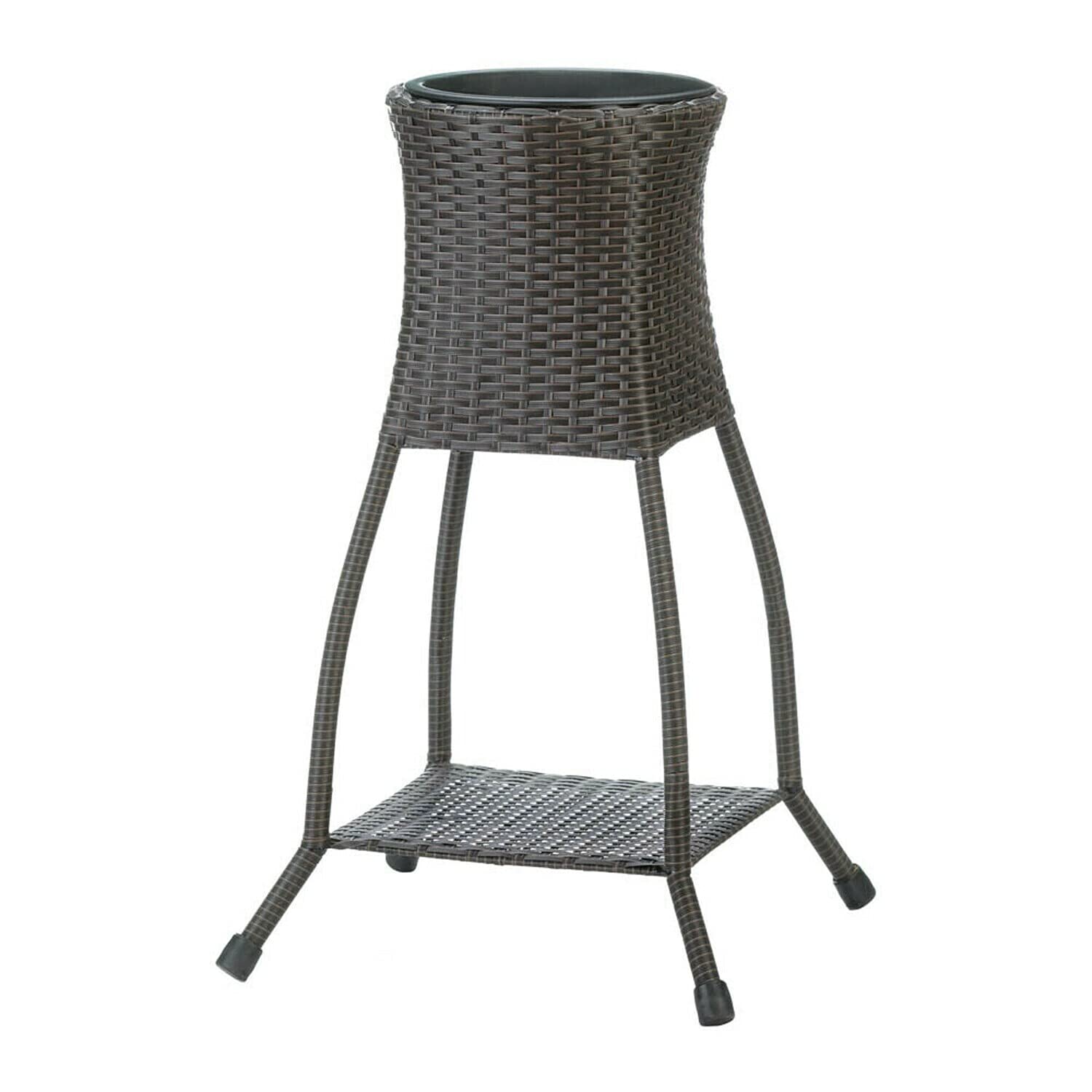 Tuscany Wicker Plant Stand - Multicolor Indoor/Outdoor Decorative Flower Pot Holder for Patio, Garden, and Home Decor