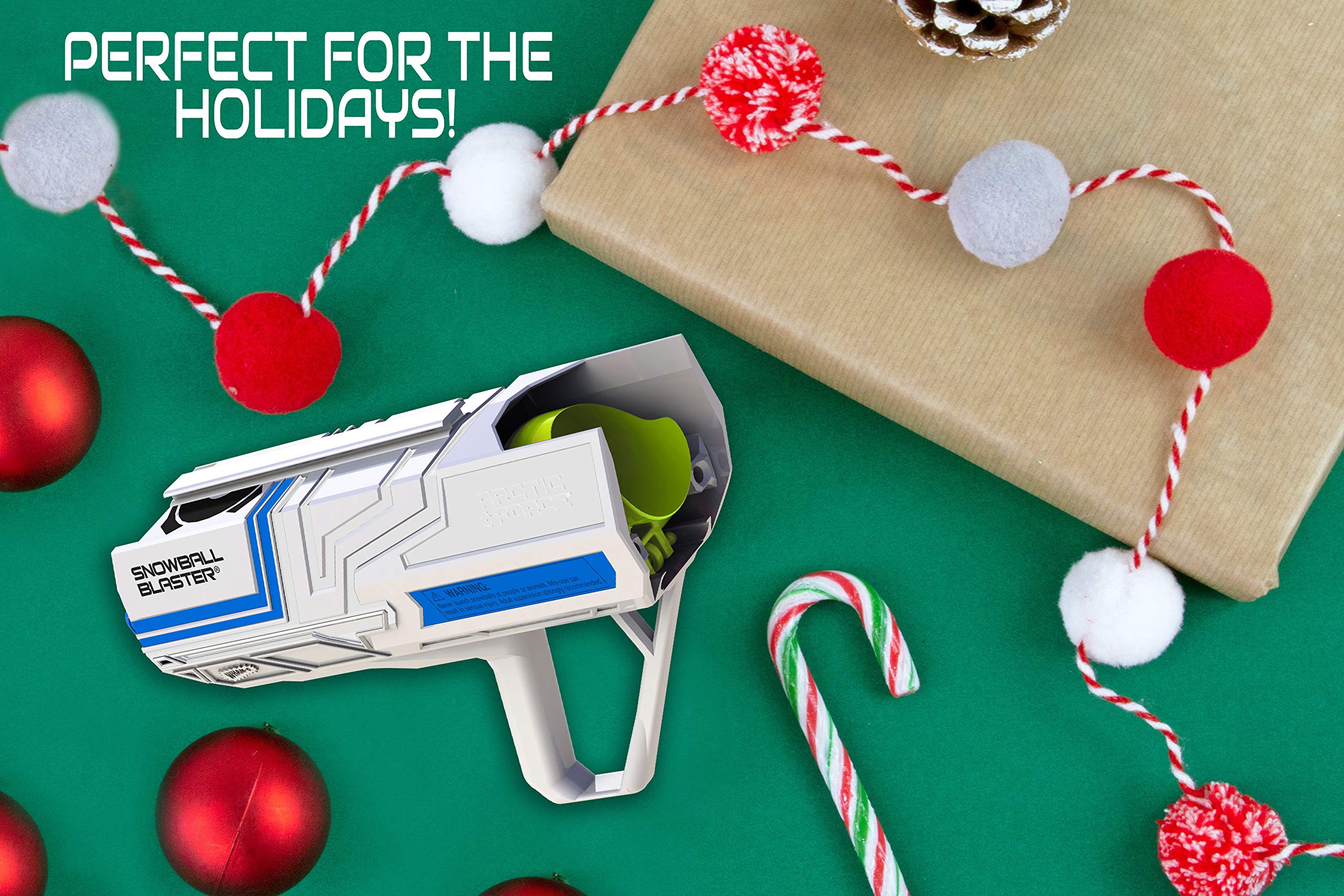 Wham-O Arctic Force Snowball Blaster with Detachable Snowball Maker - Comfortable Grip Handle for Accurate Throwing & Better Control - Easy to Aim Green Snow Ball Launcher for Winter Outdoor Play, Snowball Fights & Family Fun Activities