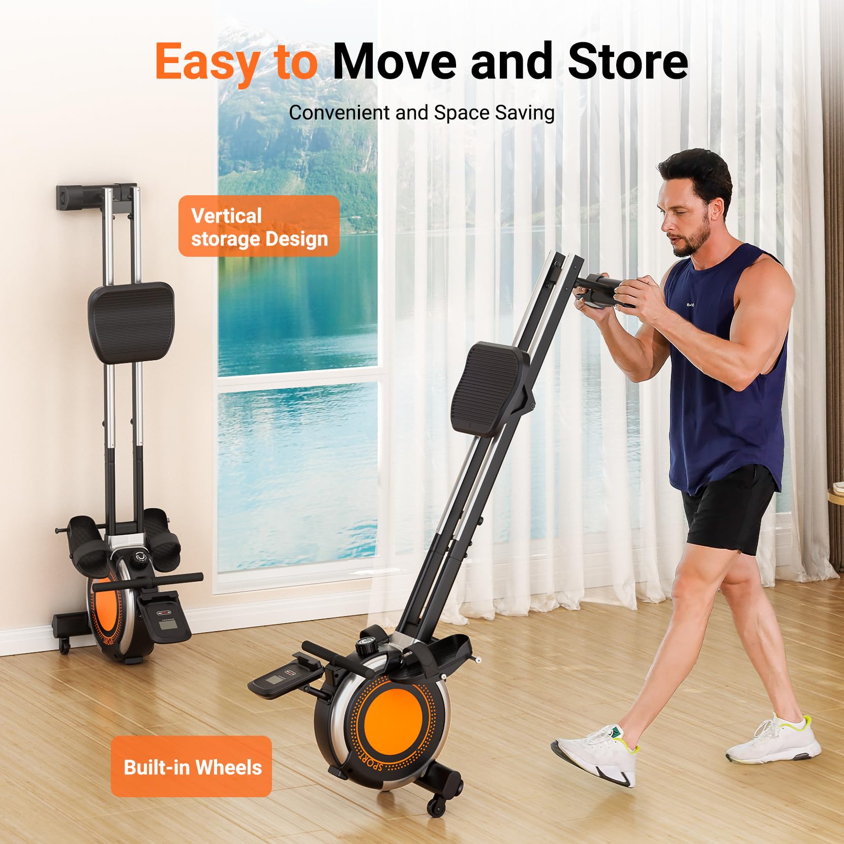 Dripex Magnetic Rowing Machine for Home Gym - 350 LBS Weight Capacity, 16-Level Resistance, Dual Slide Rail, Bluetooth Connectivity & LCD Monitor - Perfect for Full-Body Workouts, Cardio Training & Home Fitness