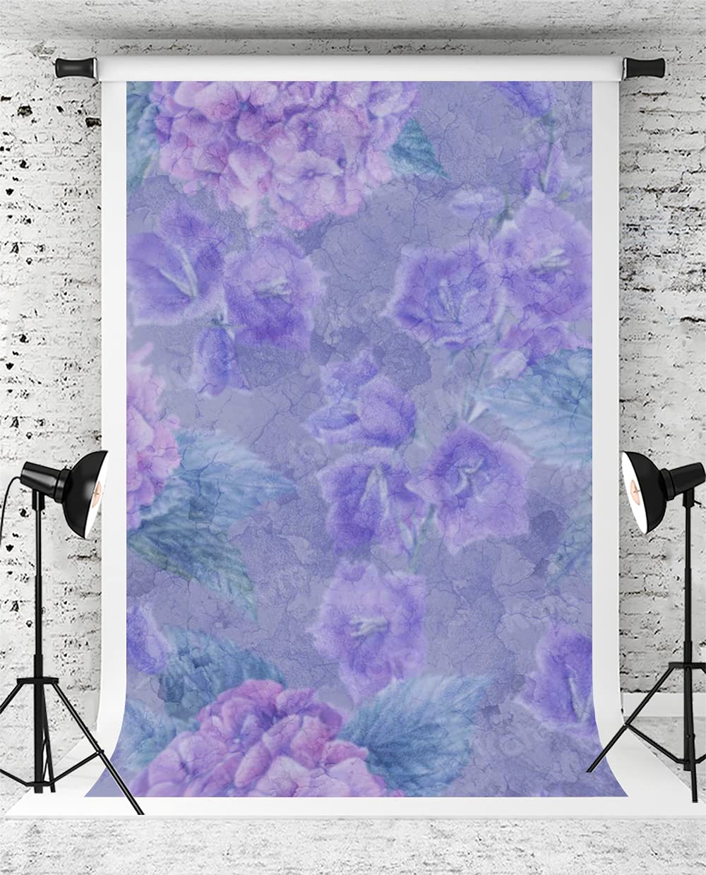 Purple Floral Backdrop 6.5x10ft - Baby Shower & Photo Shoot Background for Parties