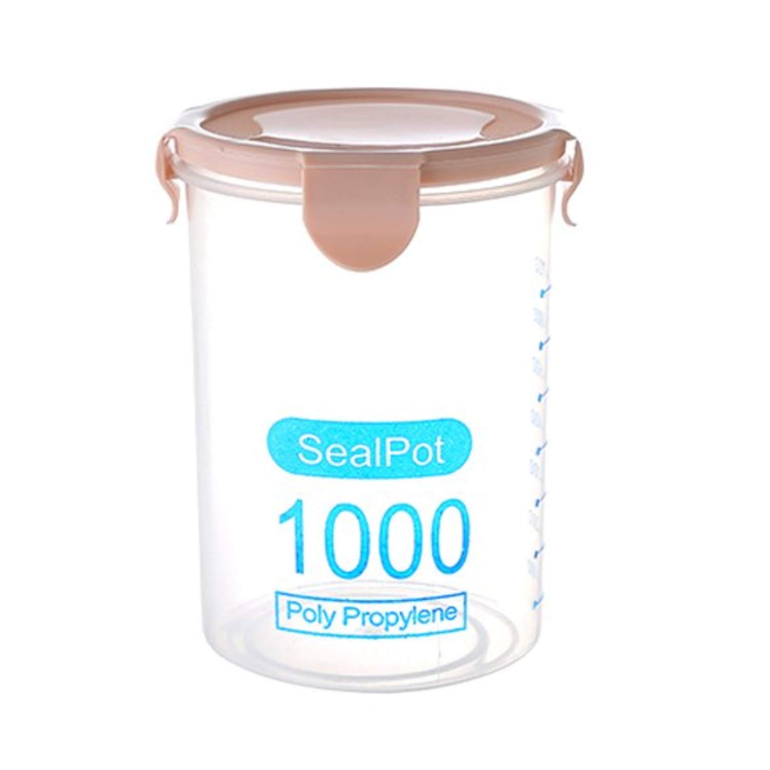 600ml/800ml/1000ml Airtight Plastic Food Storage Containers - Transparent Sealed Kitchen Organizer for Cereal, Beans, Nuts & Dry Goods (1000ML Pink) - Perfect for Pantry, Meal Prep & Snack Storage
