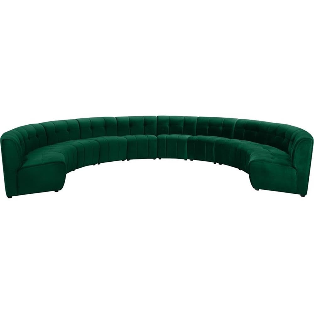 MAKLAINE 10-Piece Modular Contemporary Velvet Sectional Sofa in Green - Modern L-Shaped Living Room Furniture Set for Small Spaces & Apartments
