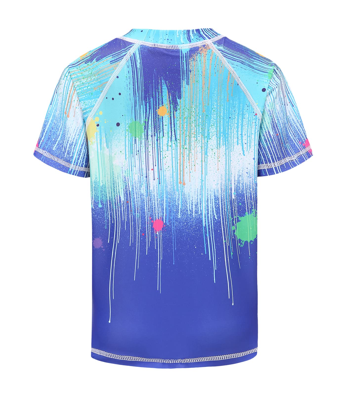 Boys UPF 50+ Short Sleeve Rash Guard Swim Shirt - Sun Protection Swimwear for Kids - Perfect for Beach, Pool & Water Sports
