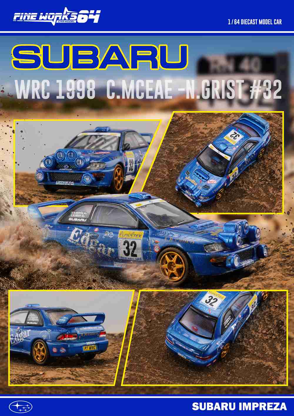 1:64 Subaru WRC Champion Racing Diecast Car Model - Limited Edition Collectible Toy for Adults & Kids - Perfect for Display, Gifts & Racing Enthusiasts