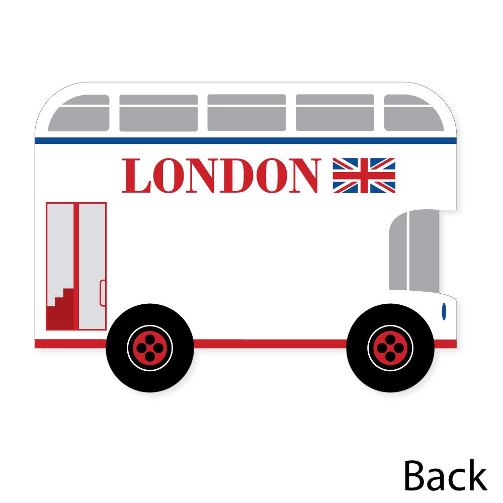 Cheerio London Shaped Thank You Cards - Set of 12 British-Themed Note Cards with Envelopes for UK Parties, Weddings & Special Occasions | Big Dot of Happiness
