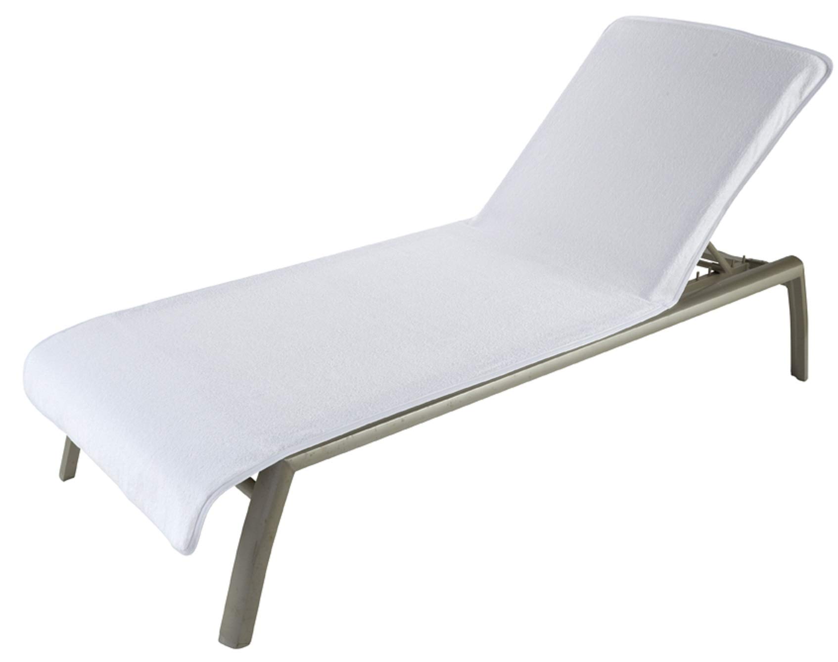 Boca Terry Chaise Lounge Cover - Premium Cotton Terry Cloth Beach Chair Towel - Fitted Beach Towel in White for Poolside, Patio, and Outdoor Relaxation