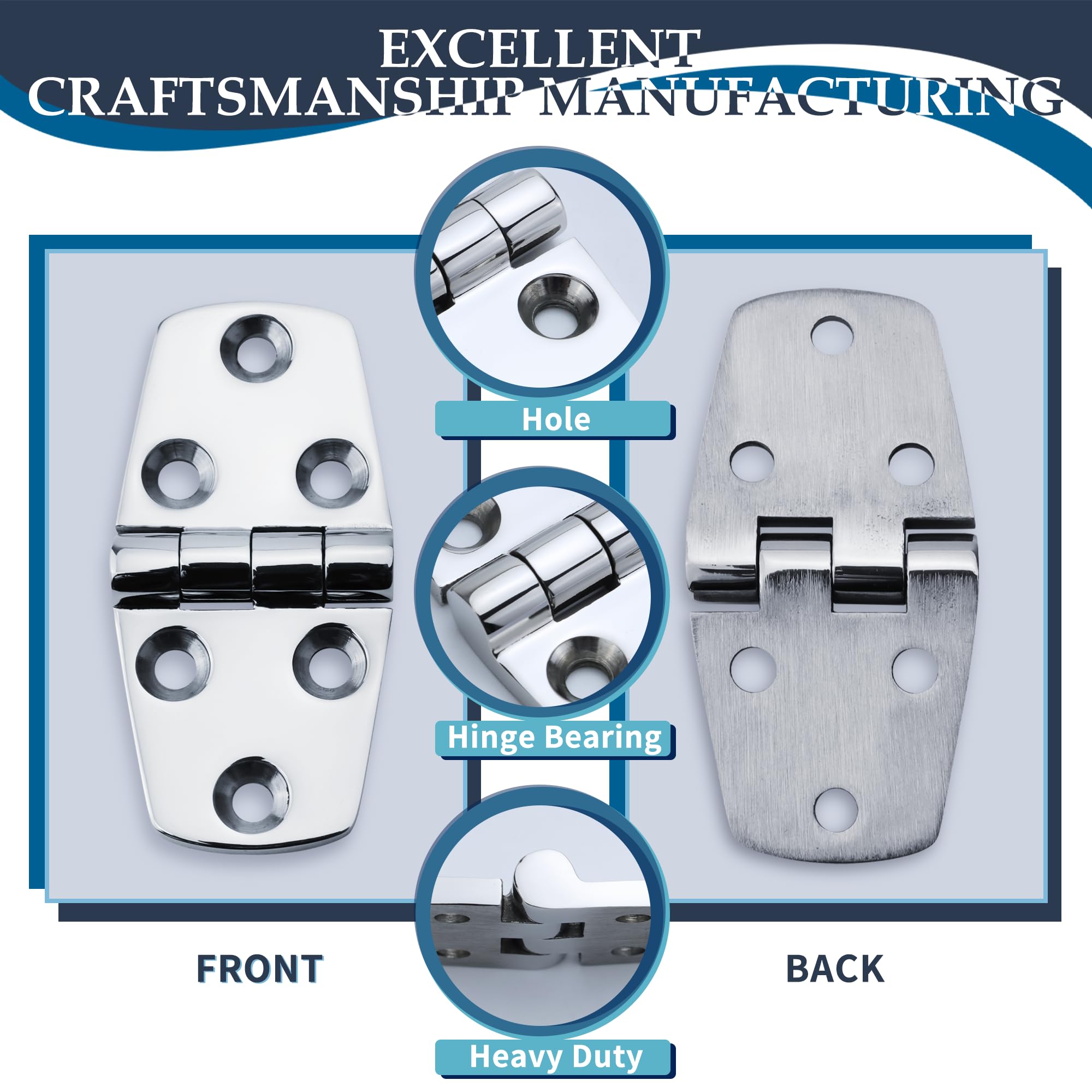 316 Stainless Steel Marine Grade Boat Hinges - Heavy Duty Casting Hatch Hinge 2/4 Pack with Screws for Boat, Yacht, RV, Cabinet, Door & Window (3 inch/4 inch) - Perfect for Marine, Outdoor & Home Improvement Projects