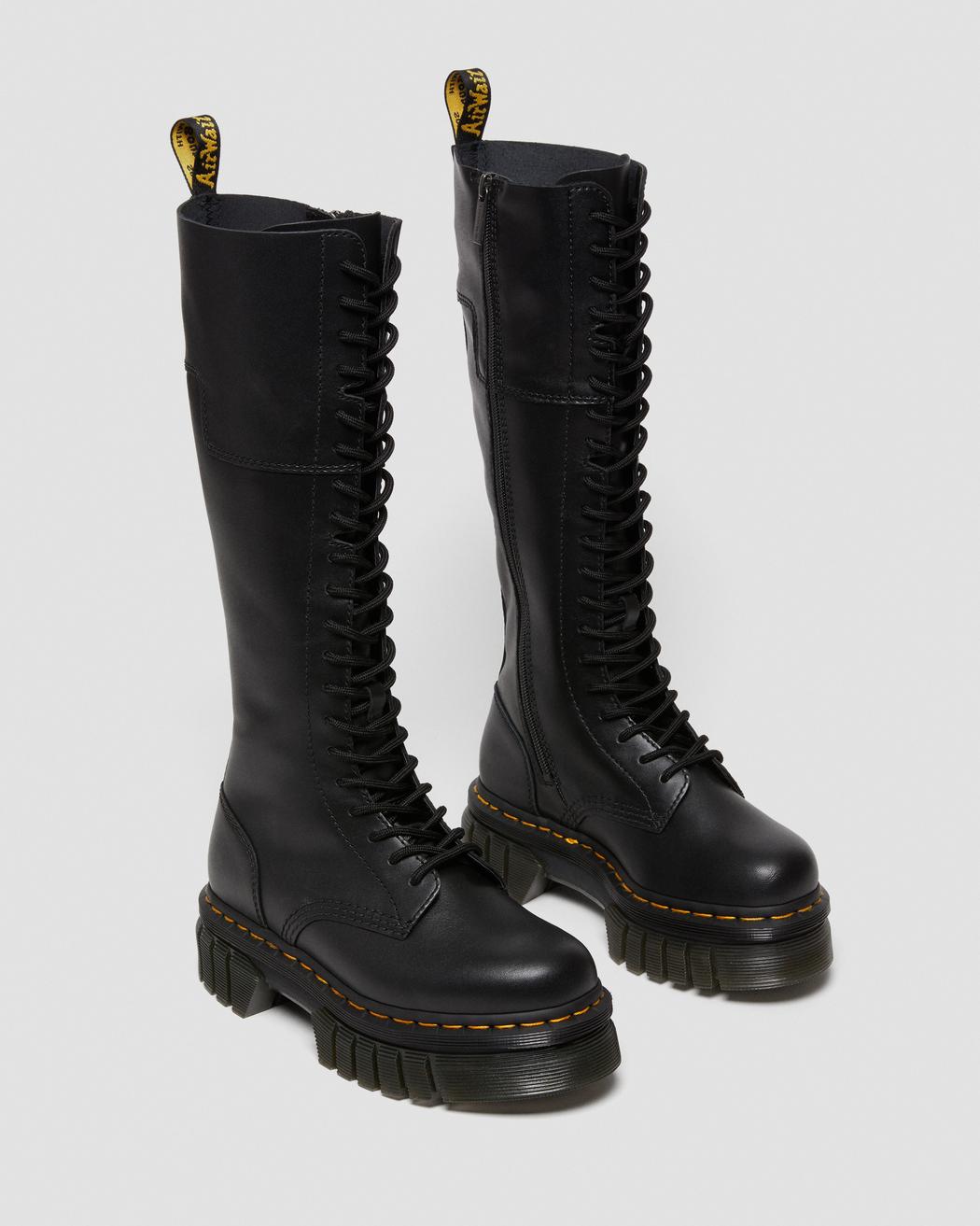 AUDRICK 20-Eye Leather Knee High Platform Boots for Women - Gothic Punk Fashion, Cosplay & Night Out Outfits
