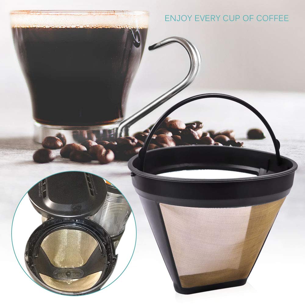 KEEPOW Reusable Gold Tone Coffee Filter Basket - Compatible with Cuisinart DCC-3200 & DCC-1200 (10/12/14 Cup) | Eco-Friendly Replacement for Drip Coffee Makers | Perfect for Home, Office & Camping Use