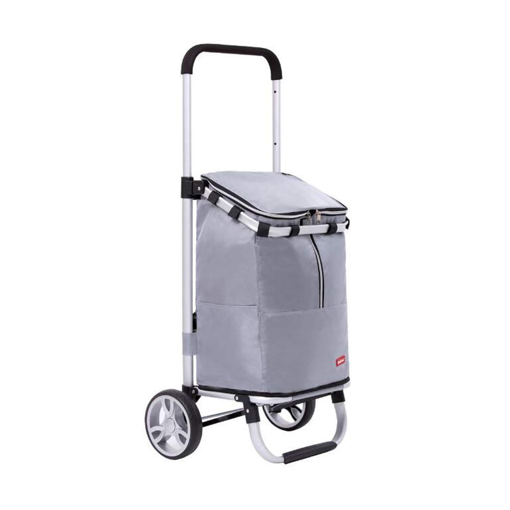 Collapsible Folding Wagon Cart - Lightweight Aluminum Alloy Shopping Trolley with 3-Speed Adjustable Handle & Reusable Grocery Bags - Perfect for Grocery Shopping, Beach Trips, Picnics and Outdoor Activities