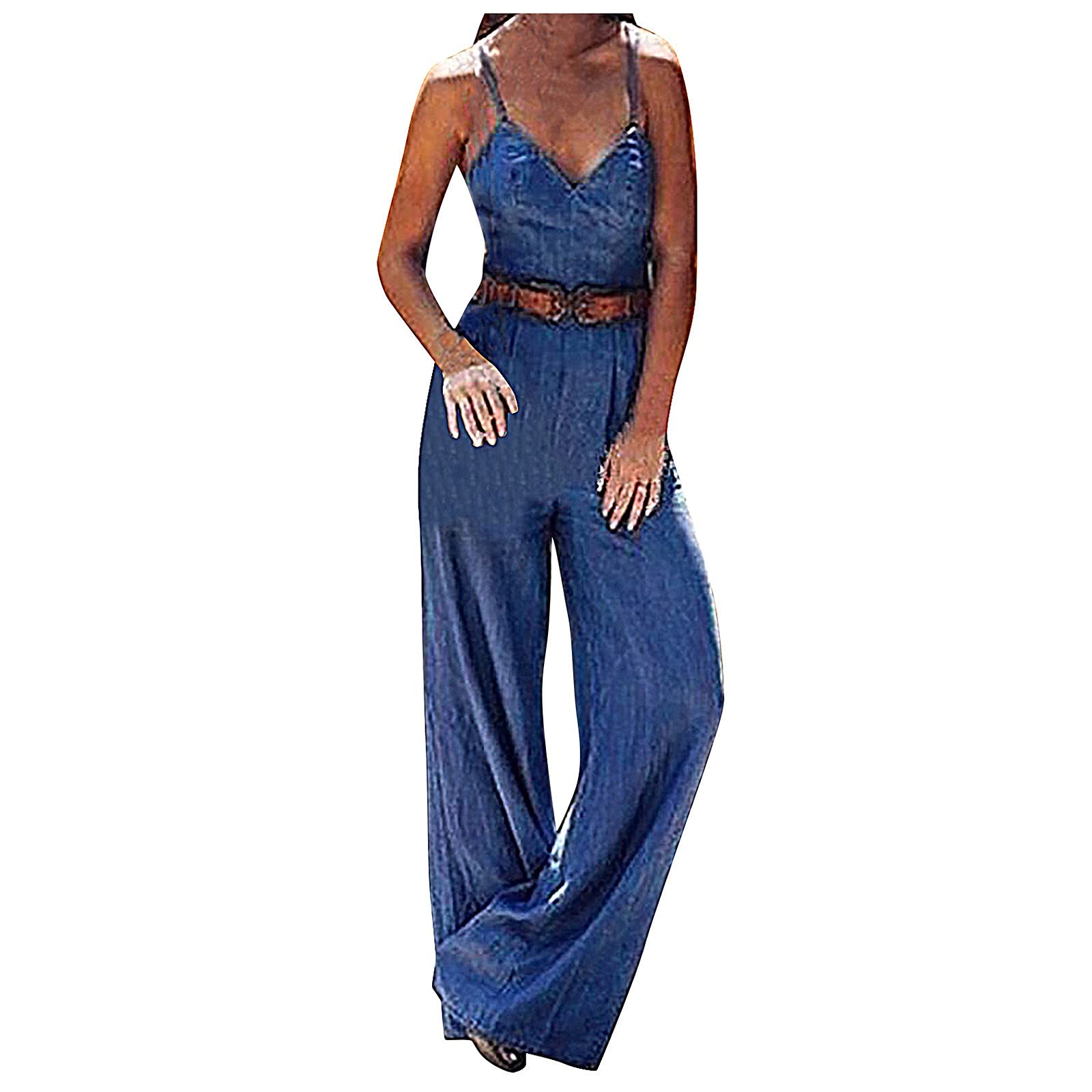 PEGONE Women's Casual Loose Long Jumpsuit - Wide Leg Overalls with Straight Leg Design for Club Wear & Party Outfits | Perfect for Night Out, Music Festivals and Casual Street Style