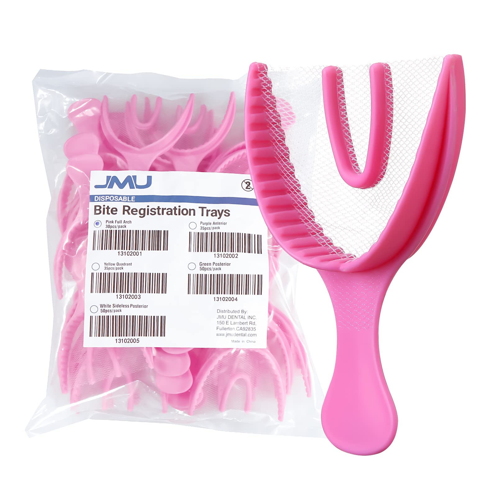 JMU Full Arch Bite Registration Trays 30 Pcs - Disposable Dental Impression Trays for Teeth Models (Pink) - Perfect for Dentists, Orthodontists & Dental Labs for Accurate Bite Registration & Impressions
