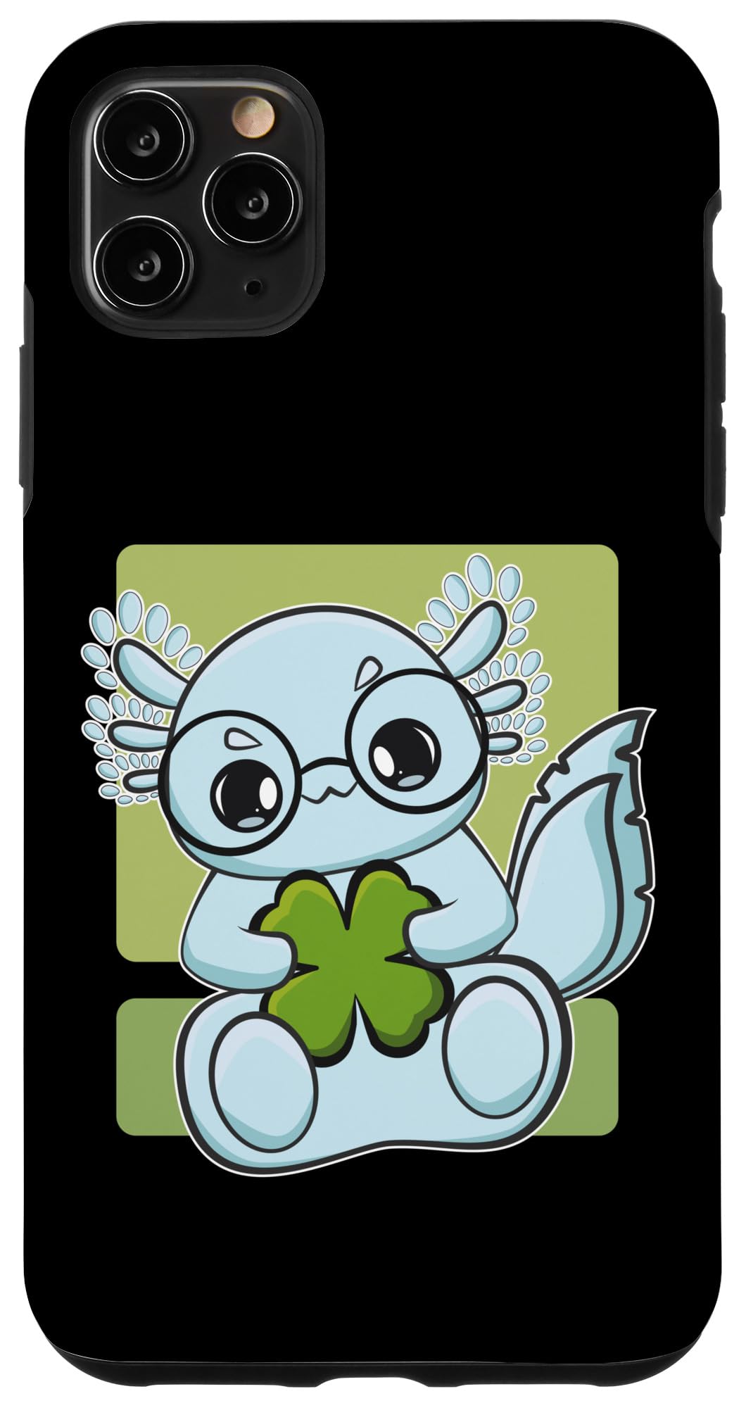 Cute Axolotl iPhone 11 Pro Max Case with Shamrock - St. Patrick's Day Protective Phone Cover for Irish Celebration, Party & Daily Use