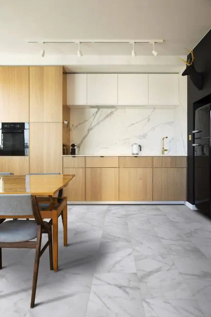 Coretec Mineral Core Tile 12x24 Alba Marble - Waterproof Luxury Vinyl Flooring for Bathroom, Kitchen & Basement - Scratch Resistant & Easy to Clean
