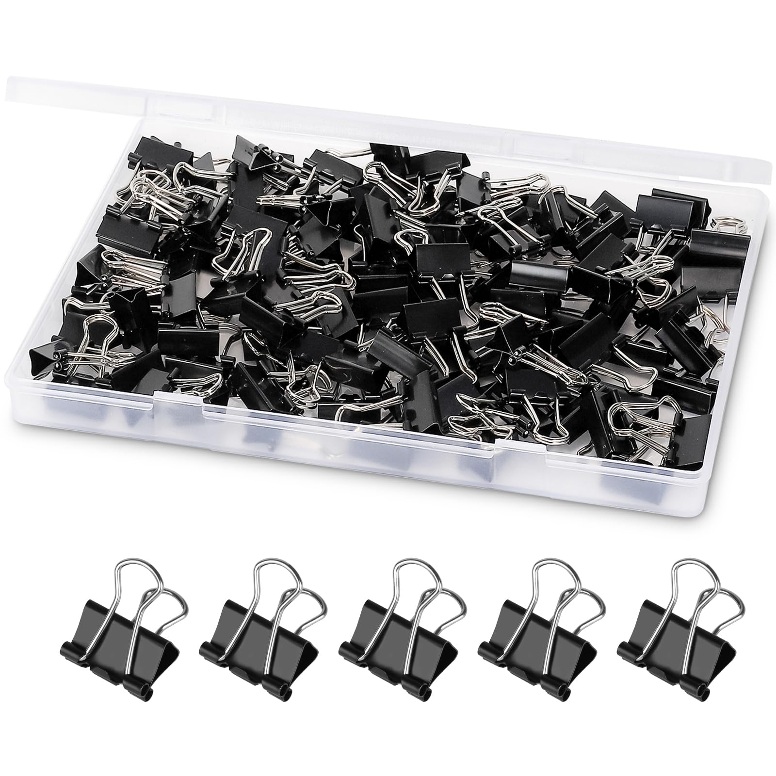 Ufmarine 120 Pcs Mini Binder Clips - Small Black 15mm Paper Clips for Office, School & Home Organization | Perfect for Documents, Photos & Craft Projects