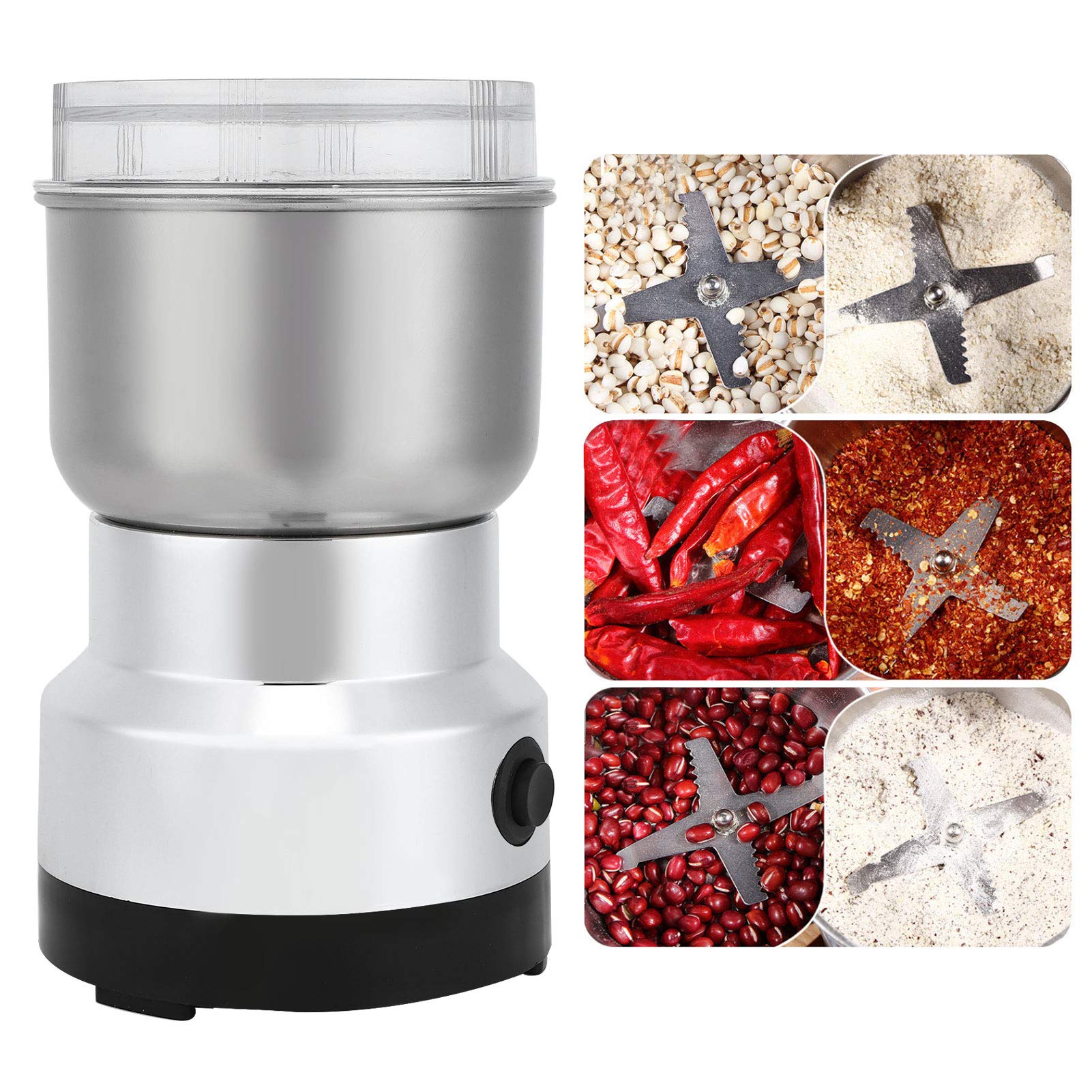 Premium Electric Coffee Grinder 100-200W - Multifunctional Kitchen Mill for Grains, Nuts, Beans & Spices - Fast & Quiet US Plug 110V - Perfect for Home Brewing, Baking & Cooking