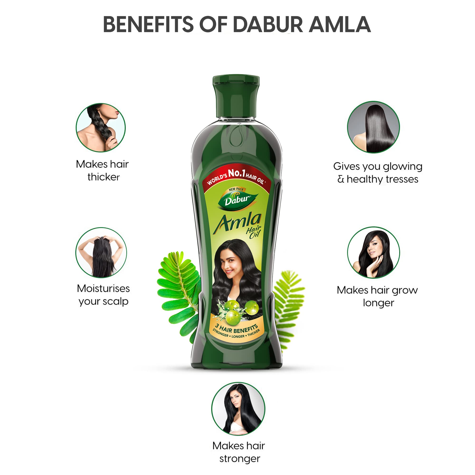 Dabur Amla Hair Oil - 180ml | Natural Hair Growth Treatment for Strong, Long & Thick Hair | Nourishes Scalp, Reduces Hair Fall | Ayurvedic Herbal Remedy for Healthy Hair | Perfect for Daily Hair Care & Scalp Massage at Home
