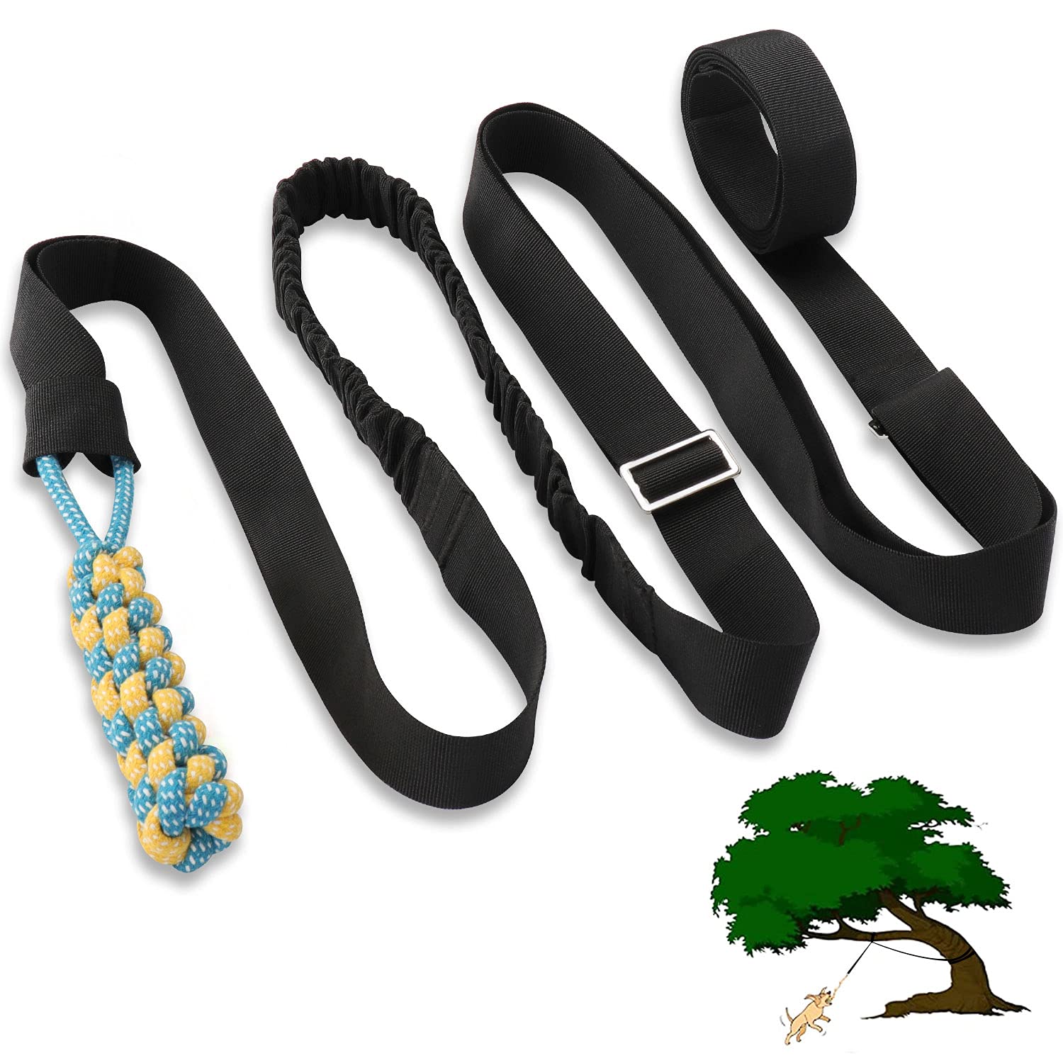 Durable Bungee Hanging Dog Toy with Rope - Interactive Tug of War Chew Toy for Small Medium Large Dogs - Perfect for Outdoor Play, Exercise & Boredom Relief - Ideal for Pitbulls, Puppies & Solo Playtime in Backyards or Dog Parks