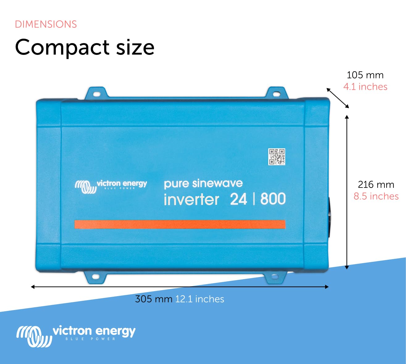 Victron Energy 800VA 24V Pure Sine Wave Power Inverter - 120V AC Output for RVs, Boats & Off-Grid Solar Systems | Reliable Backup Power Solution