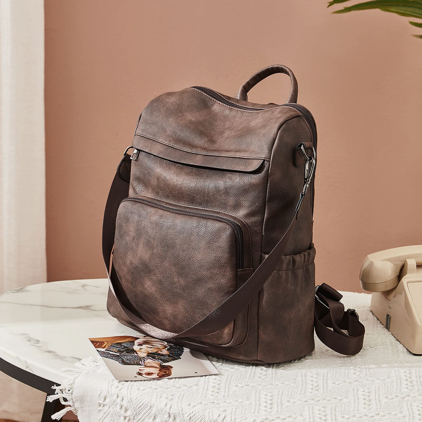 Stylish Leather Convertible Backpack Purse for Women - Large Fashion Designer Shoulder Bag for Travel, Work & Daily Use