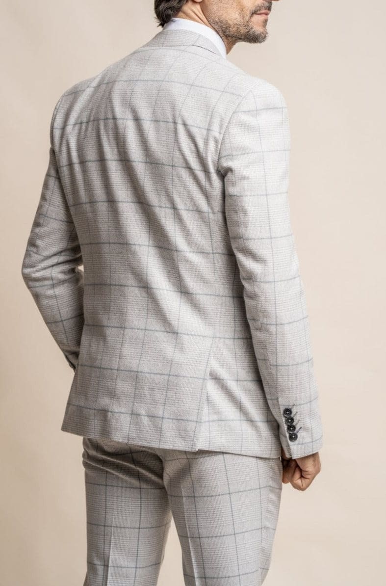 Cavani Radika 3-Piece Light Gray Check Tweed Suit for Men - Formal Business Attire, Office Wear & Wedding Outfit