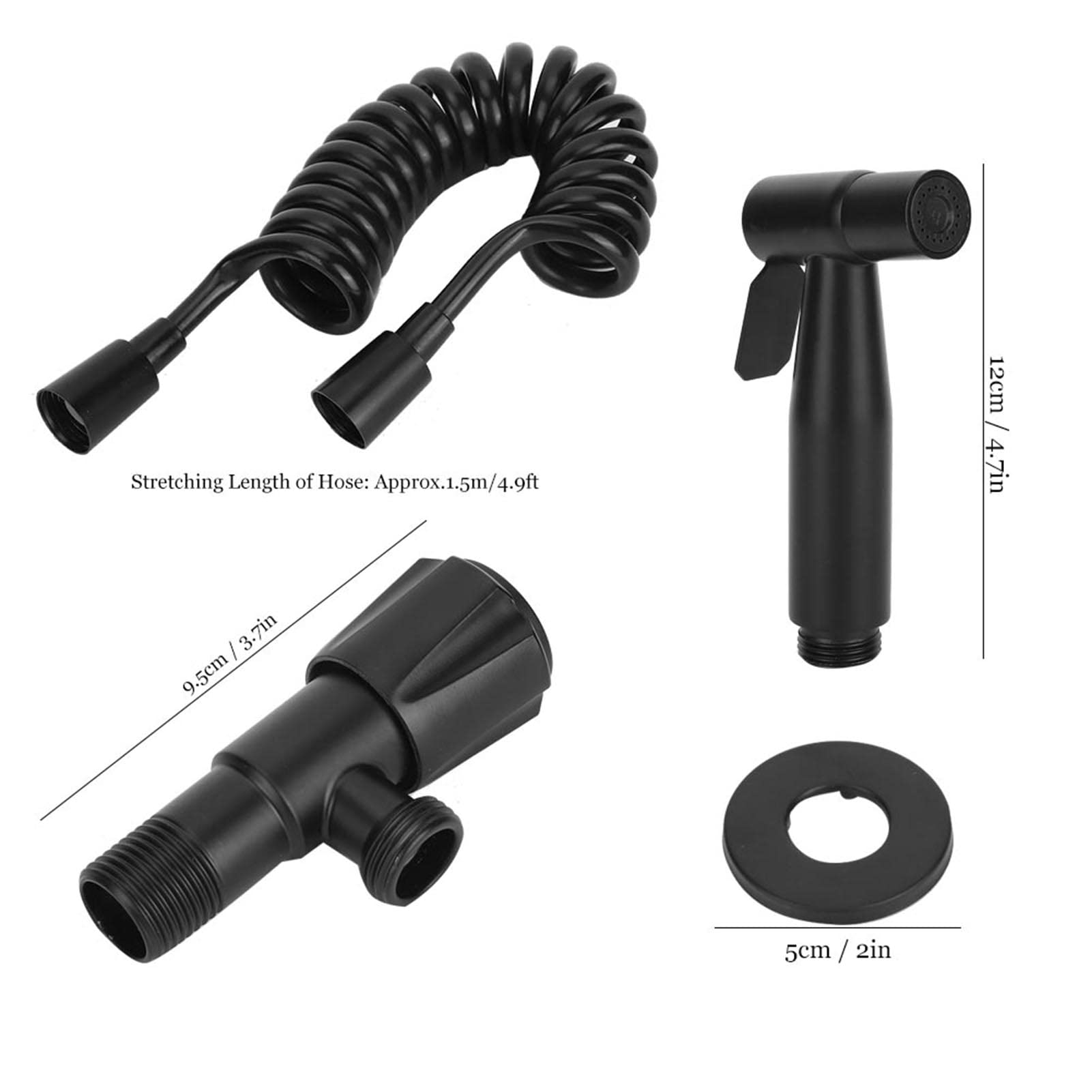 Stainless Steel G1/2 Thread Handheld Bidet Sprayer Kit with Feminine Wash & Hose - Black Bathroom Accessory for Toilet & Personal Hygiene Cleaning